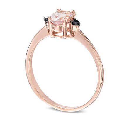 Fashion-Ring mit ovalem Morganit und schwarzen Diamanten in 10K Roségold
