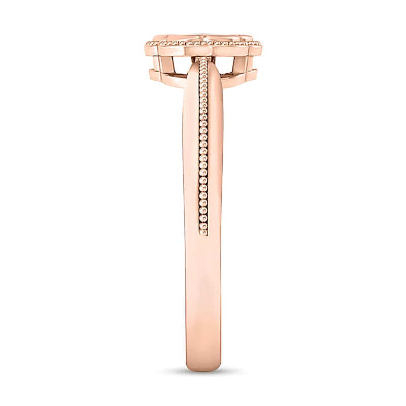 0.1 ct. Gesamtgewicht Multi-Diamant Ring mit floralem Rahmen im Vintage-Stil in 10K Roségold