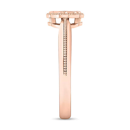 0.1 ct. Gesamtgewicht Multi-Diamant Ring mit floralem Rahmen im Vintage-Stil in 10K Roségold