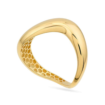 Wellen-Ring aus massivem 14K Gelbgold