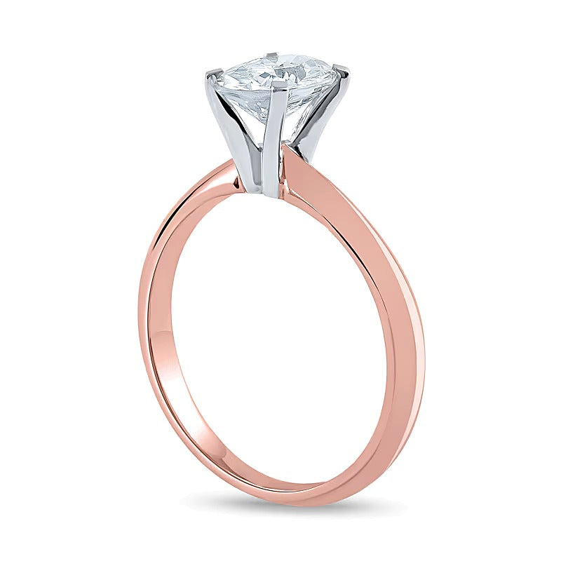 1.0 CT. Ovaler Labordiamant Solitär Verlobungsring in 14K Roségold (F/VS2)