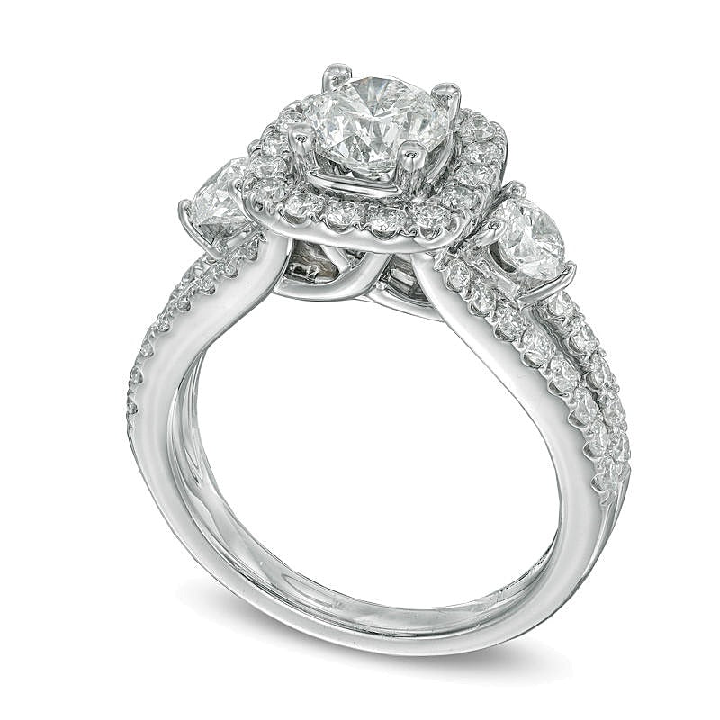 2.2 ct. Gesamtgewicht Diamant Dreistein-Verlobungsring in 14K Weißgold (I/I1)