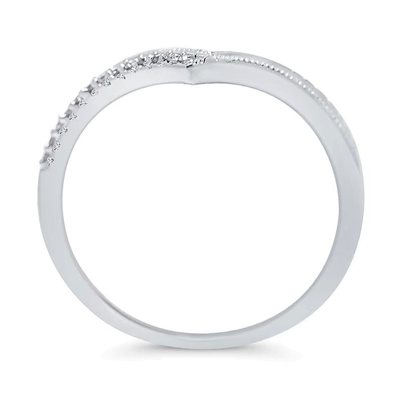0.1 CT. Gesamtgewicht Diamant Ring im Vintage-Stil mit Chevron-Design in 10K Weißgold