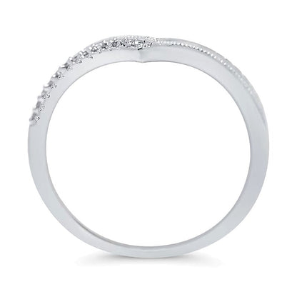 0.1 CT. Gesamtgewicht Diamant Ring im Vintage-Stil mit Chevron-Design in 10K Weißgold