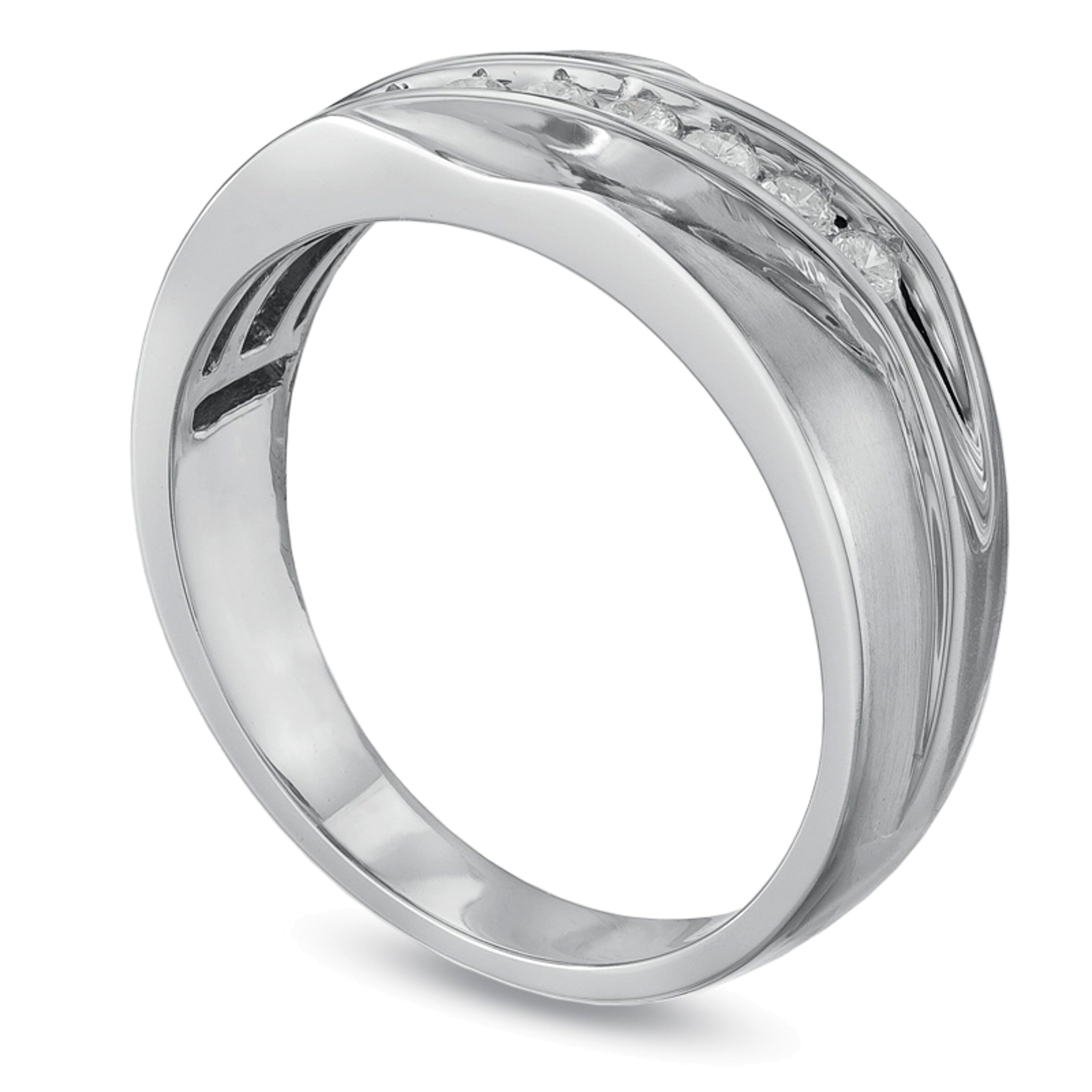Ehering mit Diamanten 0,25 ct. Gesamtgewicht, sieben Steine, rund, in 10K Weißgold