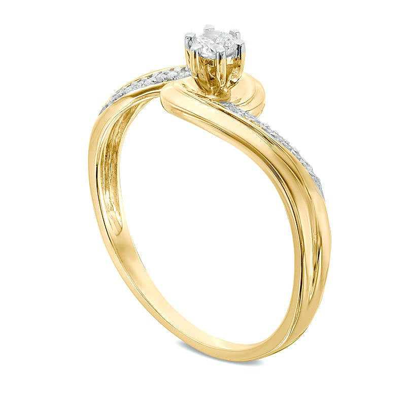 Freundschaftsring mit Diamant-Besatz und Bypass-Design in 10K Gelbgold