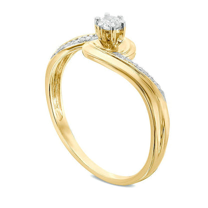 Freundschaftsring mit Diamant-Besatz und Bypass-Design in 10K Gelbgold
