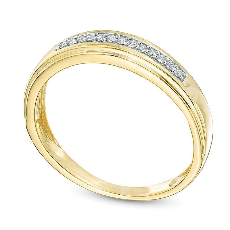0.1 ct. Gesamtgewicht Diamant-Ehering in 10K Gelbgold