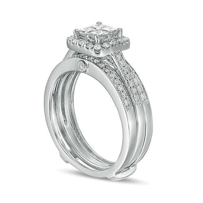 0.75 CT. Gesamtgewicht Braut-Set mit Diamanten im Princess- und Rundschliff in 10K Weißgold – Größe 7
