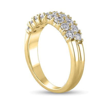 1.0 ct. Gesamtgewicht Diamant Memoire-Ring zweireihig in 10K Gelbgold