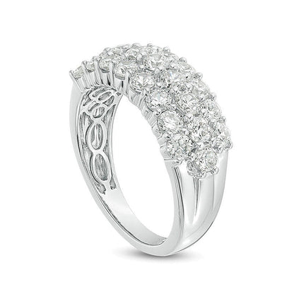 Mehrreihiger Ring mit Diamanten 2.0 ct. Gesamtgewicht in 18K Weißgold