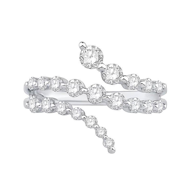 1.0 CT. Gesamtgewicht Labordiamant Bypass-Ring dreireihig in 10K Weißgold (F/VS2)