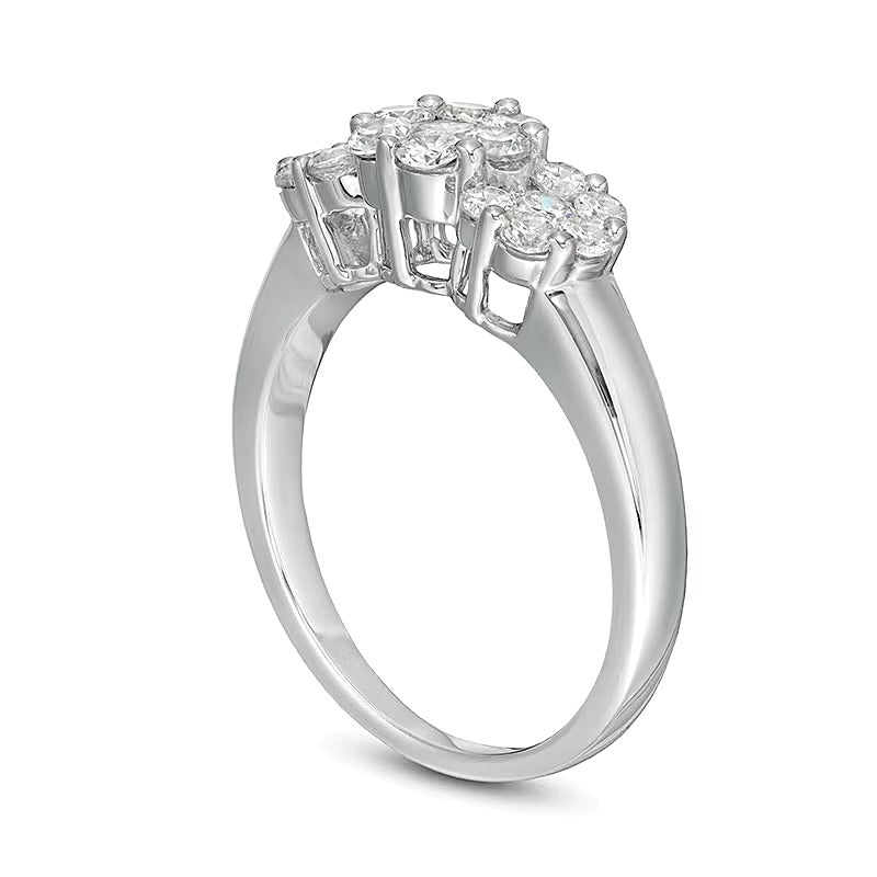 1.0 ct. Gesamtgewicht Komposit-Diamant Blumen-Ring in 10K Weißgold