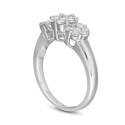 1.0 ct. Gesamtgewicht Komposit-Diamant Blumen-Ring in 10K Weißgold