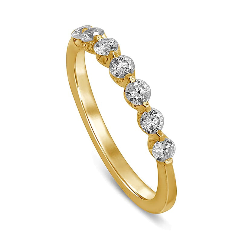 Memoire-Ring mit sieben Diamanten 0.5 ct. Gesamtgewicht in 10K Gelbgold