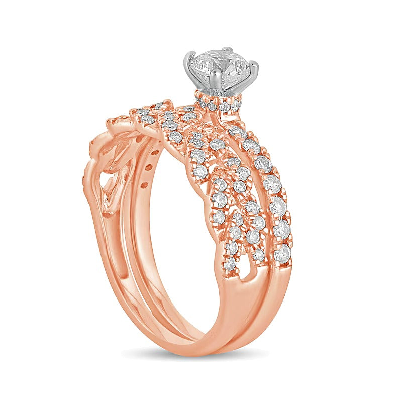 Braut-Set mit Diamanten 1.0 ct. Gesamtgewicht in 10K Roségold