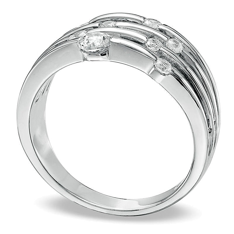 0.5 ct. Gesamtgewicht Diamant Fashion-Ring in 10K Weißgold