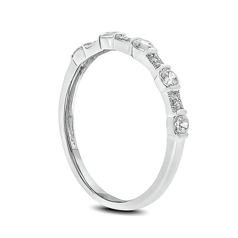 0.33 ct. Gesamtgewicht Diamant Memoire-Ring im Vintage-Stil zum Stapeln in 10K Weißgold