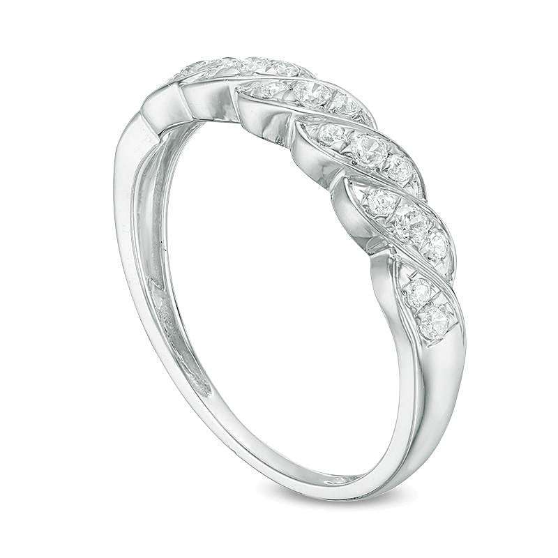 0.25 CT. Gesamtgewicht Diamant Twist-Ehering aus 10K Weißgold