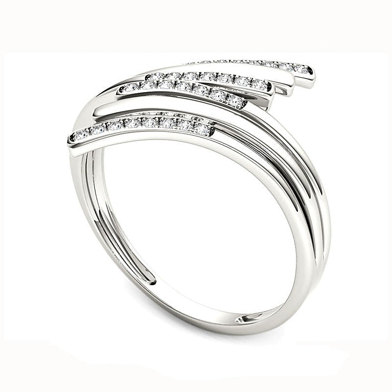 0.1 ct. Gesamtgewicht Diamant Bypass Ring in 10K Weißgold