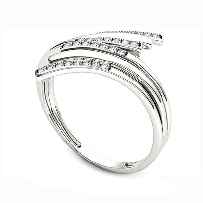 0.1 ct. Gesamtgewicht Diamant Bypass Ring in 10K Weißgold