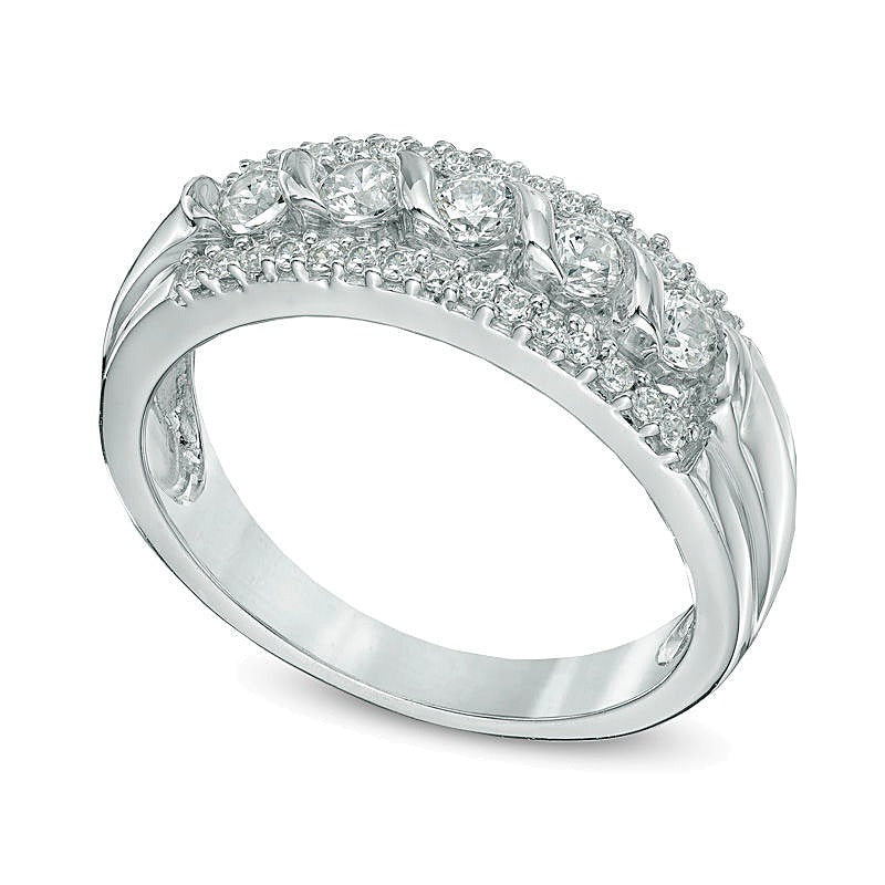 0.5 ct. Gesamtgewicht Diamant Fünfstein-Ring mit Swirl-Design in 10K Weißgold