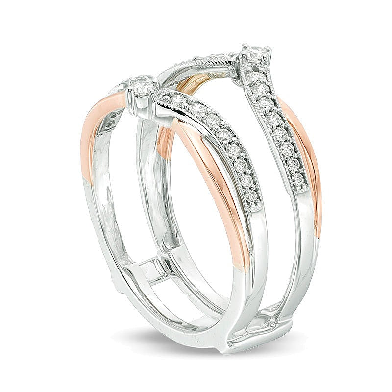 1/3.0 CT T.W. Diamant-Ring im Vintage-Stil mit Chevron-Design in 10K Two-Tone Gold