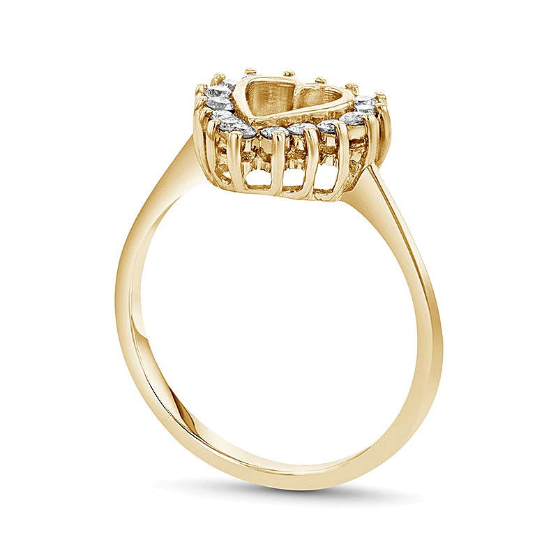 0.25 ct. Gesamtgewicht Diamant-Freundschaftsring mit Herz-Kontur und Sunburst-Halo in 14K Gelbgold