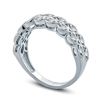 0,33 ct. Gesamtgewicht Diamant-Memoire-Ring im Vintage-Stil mit doppelreihiger Twist-Fassung aus rhodiniertem Sterlingsilber