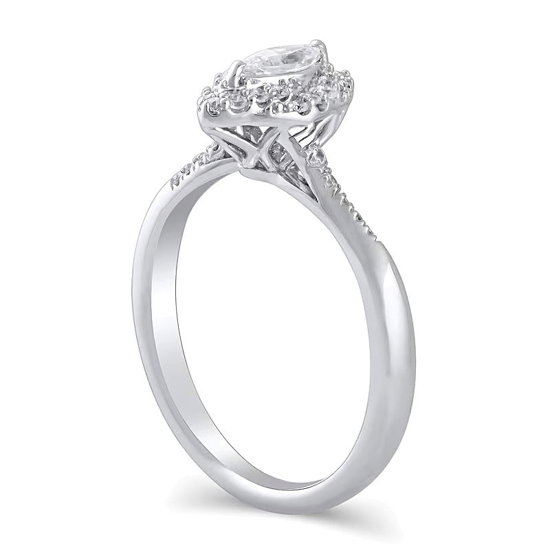 0.5 ct. Gesamtgewicht Verlobungsring mit Marquise-Diamant und Halo in 10K Weißgold