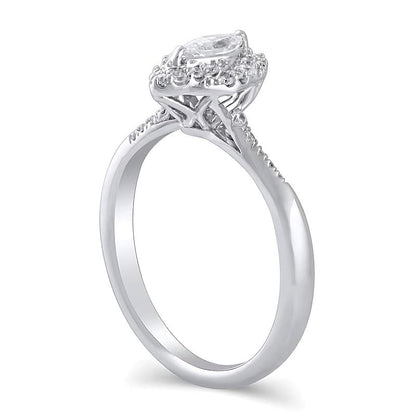 0.5 ct. Gesamtgewicht Verlobungsring mit Marquise-Diamant und Halo in 10K Weißgold