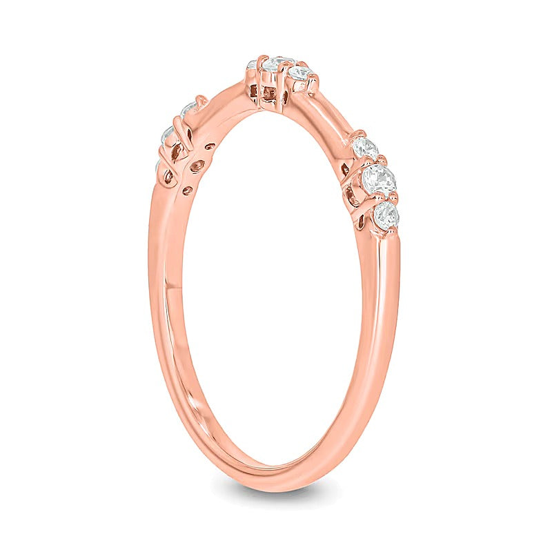 0.17 ct. Gesamtgewicht Diamant Bambus Stapel-Ring in 10K Roségold
