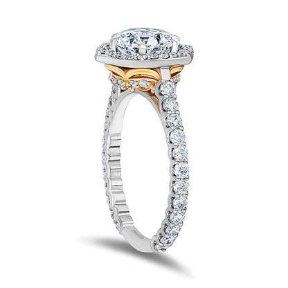 Belle 2.88 ct. Gesamtgewicht Labordiamant Halo-Verlobungsring in 14K Bicolor-Gold (F/VS2)