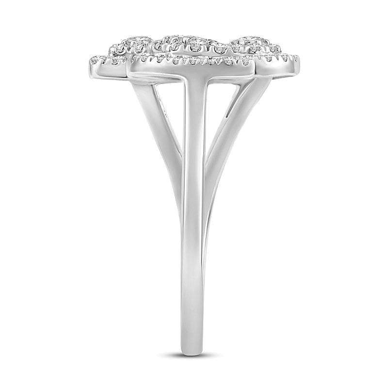 0.5 CT. Gesamtgewicht Multi-Diamant Ring mit geometrischen Formen und offener Ringschiene in 10K Weißgold