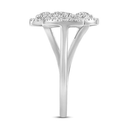 0.5 CT. Gesamtgewicht Multi-Diamant Ring mit geometrischen Formen und offener Ringschiene in 10K Weißgold