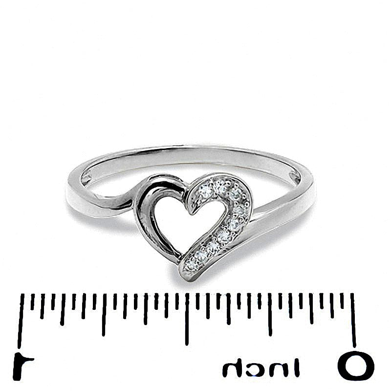 0.05 ct. Gesamtgewicht Diamant Herz-Ring in 10K Weißgold