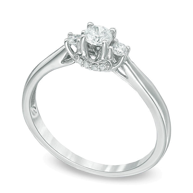 0.25 ct. Gesamtgewicht Diamant Dreistein-Verlobungsring in 10K Weißgold