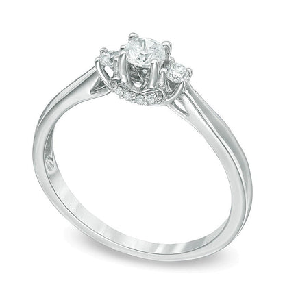 0.25 ct. Gesamtgewicht Diamant Dreistein-Verlobungsring in 10K Weißgold