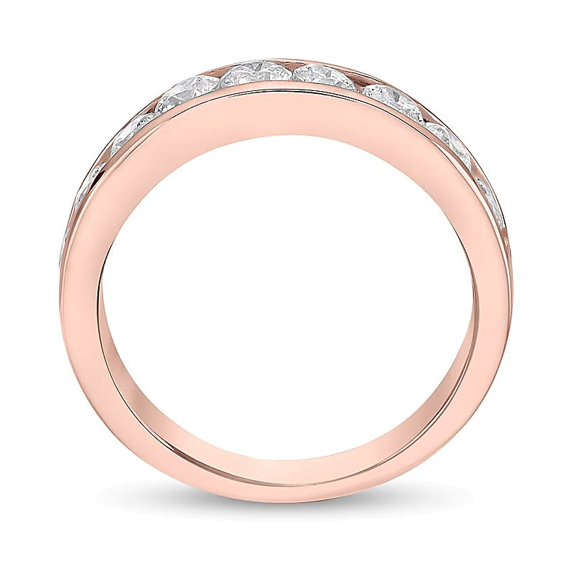 1,25 ct. Gesamtgewicht Diamant Ring mit neun Steinen, kanalgefasst, in 10K Roségold (I/I2)