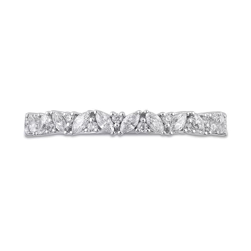 0.33 ct. Gesamtgewicht Ring mit Diamanten im Marquise- und Rundschliff, stapelbar, in 14K Weißgold