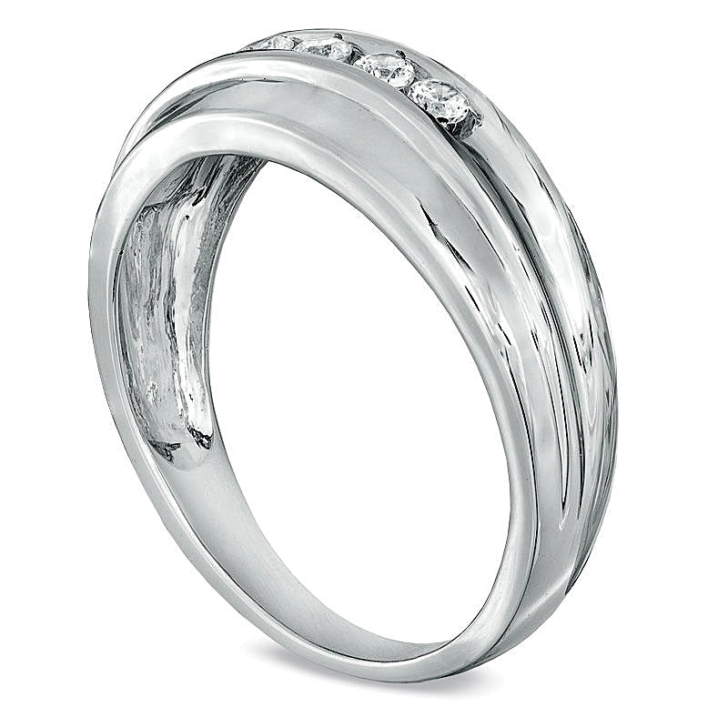 0.25 ct. Gesamtgewicht Diamant Fünfstein-Ehering in 10K Weißgold