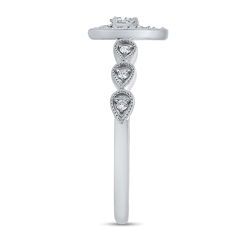 0.2 ct. Gesamtgewicht Multi-Diamant-Ring im Art-Déco-Vintage-Stil mit Tropfen-Silhouette in 10K Weißgold