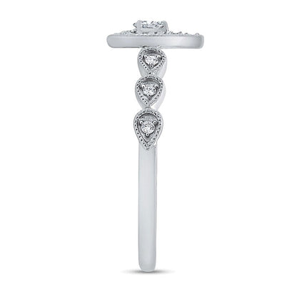 0.2 ct. Gesamtgewicht Multi-Diamant-Ring im Art-Déco-Vintage-Stil mit Tropfen-Silhouette in 10K Weißgold