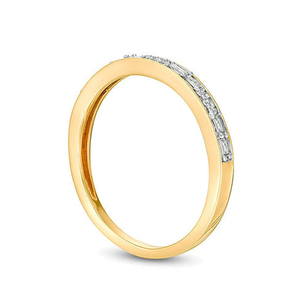 Ring mit Baguette- und rundem Diamant 0.13 ct. Gesamtgewicht in 10K Gelbgold für Damen