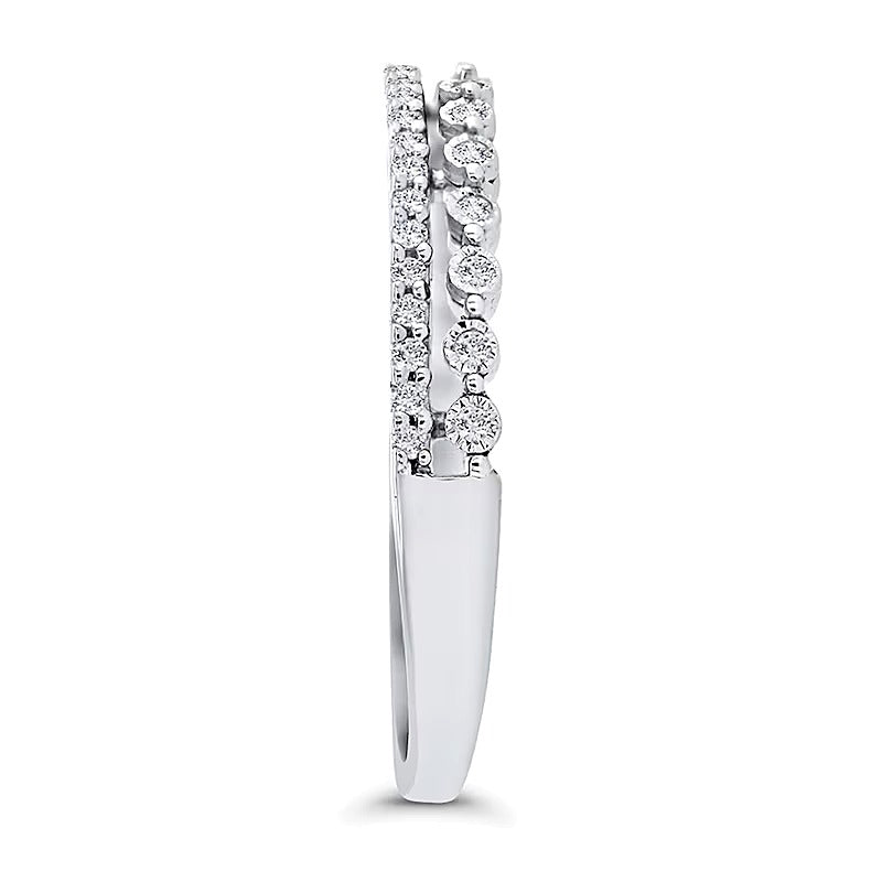 0.17 ct. Gesamtgewicht Diamant Fashion-Ring mit doppelter Reihe in 10K Weißgold