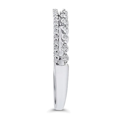 0.17 ct. Gesamtgewicht Diamant Fashion-Ring mit doppelter Reihe in 10K Weißgold