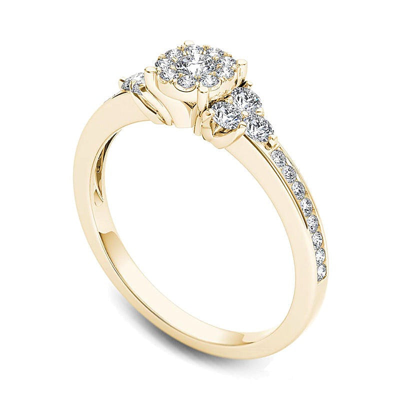 0.5 ct. Gesamtgewicht Komposit-Diamant Verlobungsring in 14K Gelbgold