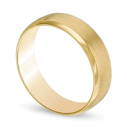 6,0 mm Ehering mit Komfortschliff und gebürstetem Zentrum in 10K Gelbgold – Größe 10.5