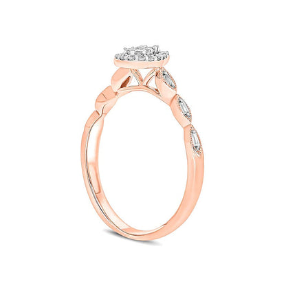 Freundschaftsring für Damen mit Diamanten im Baguette-, Rund- und Tropfenschliff 0.2 ct. Gesamtgewicht in 10K Roségold