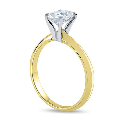 1.0 CT. Ovaler Labordiamant Solitär Verlobungsring in 14K Gelbgold (F/VS2)